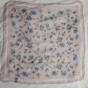 Share Vintage Scarf PURPLE FLORAL Sheer Chiffon BERKSHIRE Made in India 20" Squa